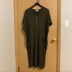 Dwell and Slumber Cocoon dress in Olive